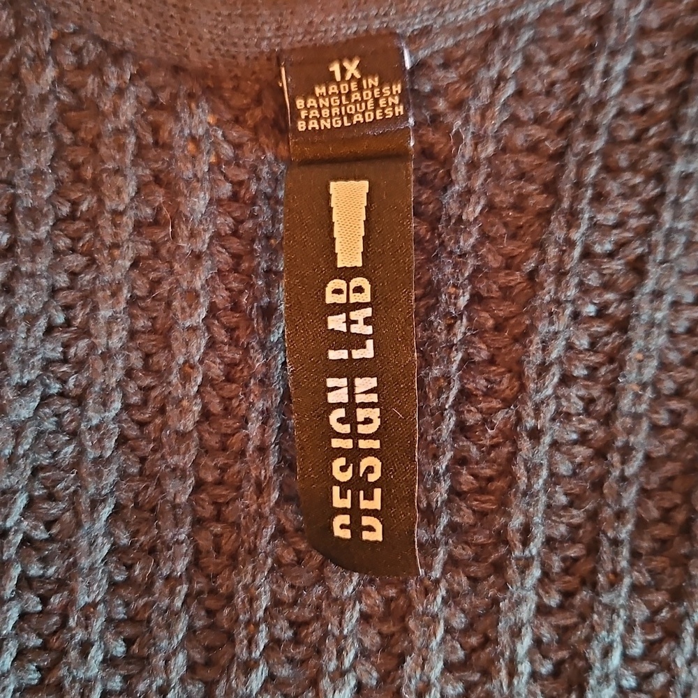 Design Lab Lord & Taylor Black Ribbed Cardigan - Picture 3 of 6